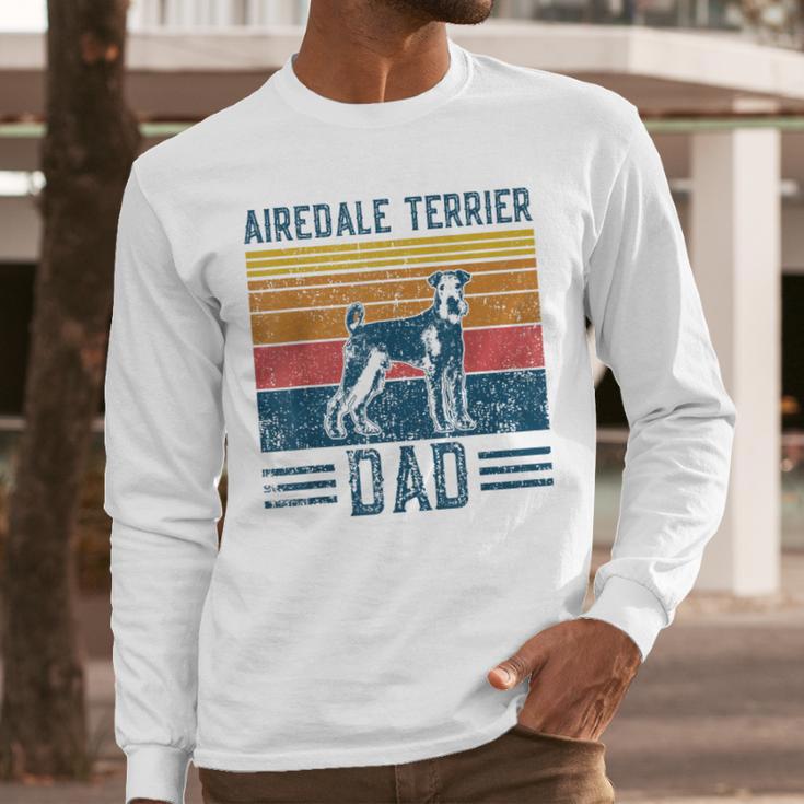 Dog Airedale Terrier Dad Vintage Airedale Terrier Dad Men Long Sleeve T-Shirt