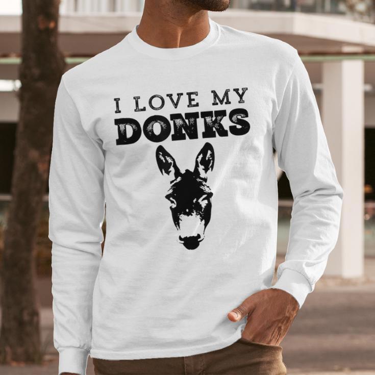 Donkey Mom Or Dad I Love My Donks Farmer Men Long Sleeve T-Shirt