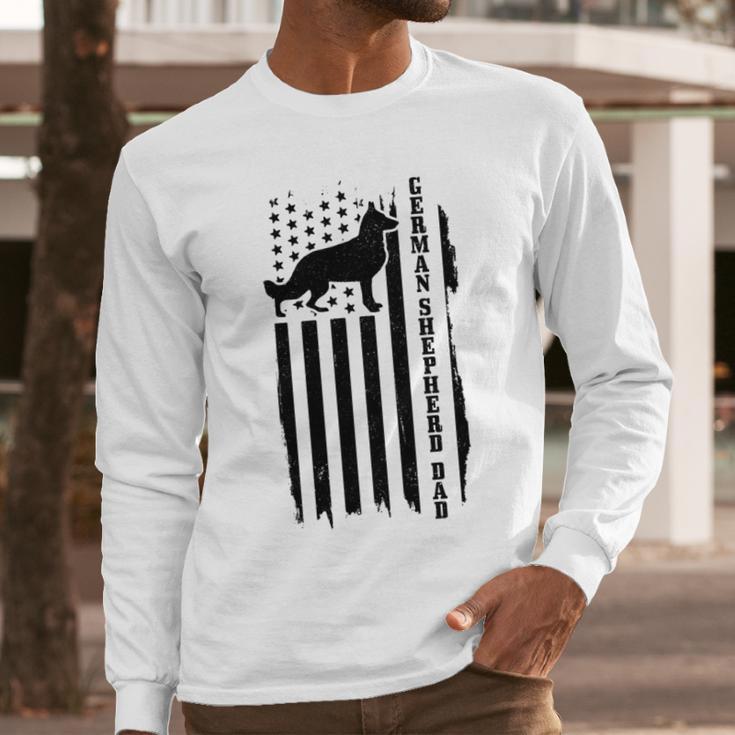 German Shepherd Dad Vintage Flag Patriotic Dog Men Long Sleeve T-Shirt