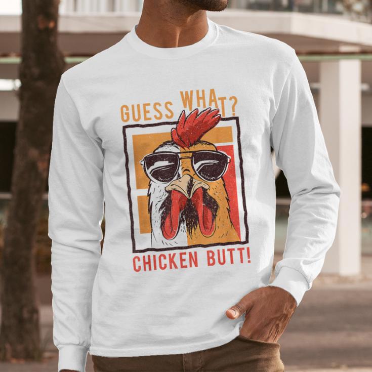 Guess What Chicken Butt DadSiblingsFriends Humor Small Men Long Sleeve T-Shirt