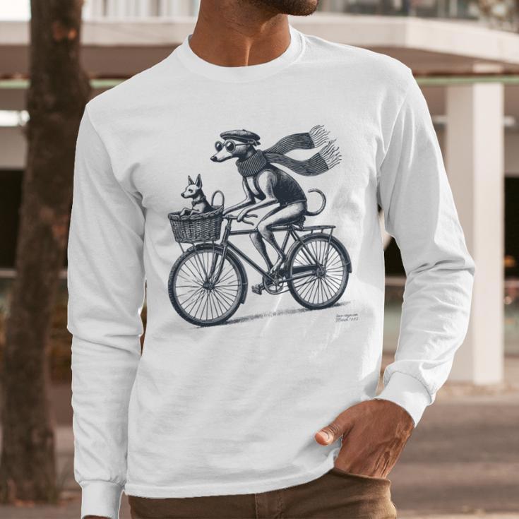 Italian Greyhound Whippet Bicycle Cycling Dog Mom Iggy Dad Men Long Sleeve T-Shirt