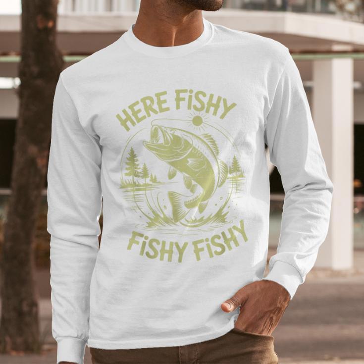 Men Here-Fishy Bass Fish Dad Fishing From Daughter Son Men Long Sleeve T-Shirt Men Here-Fishy Bass Fish Dad Fishing From Daughter Son Men Long Sleeve T-Shirt
