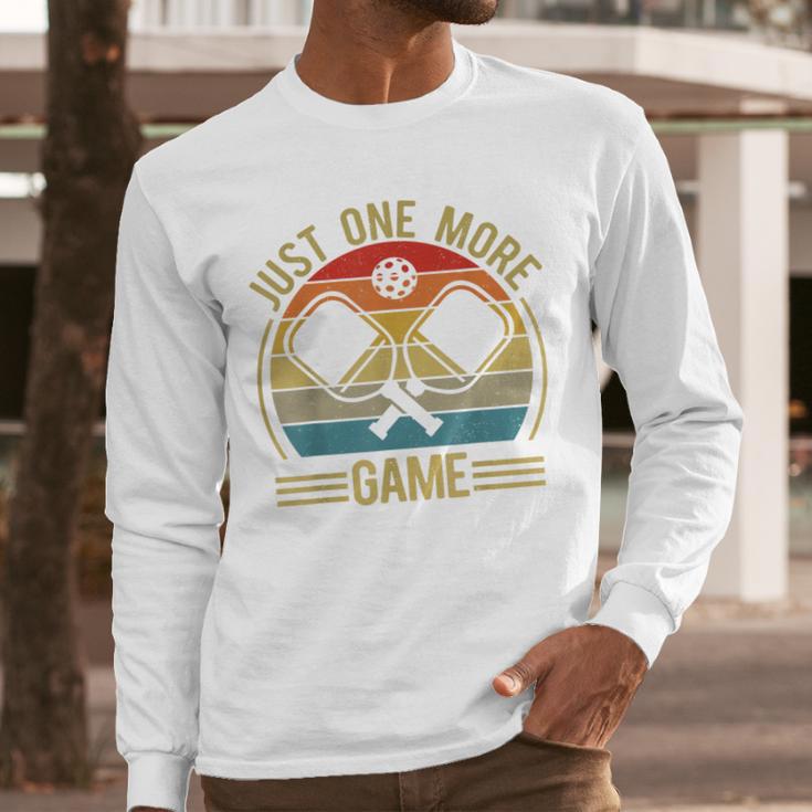 Pickleball-Shirt Just One More Game Dad Mom Women Men Men Long Sleeve T-Shirt