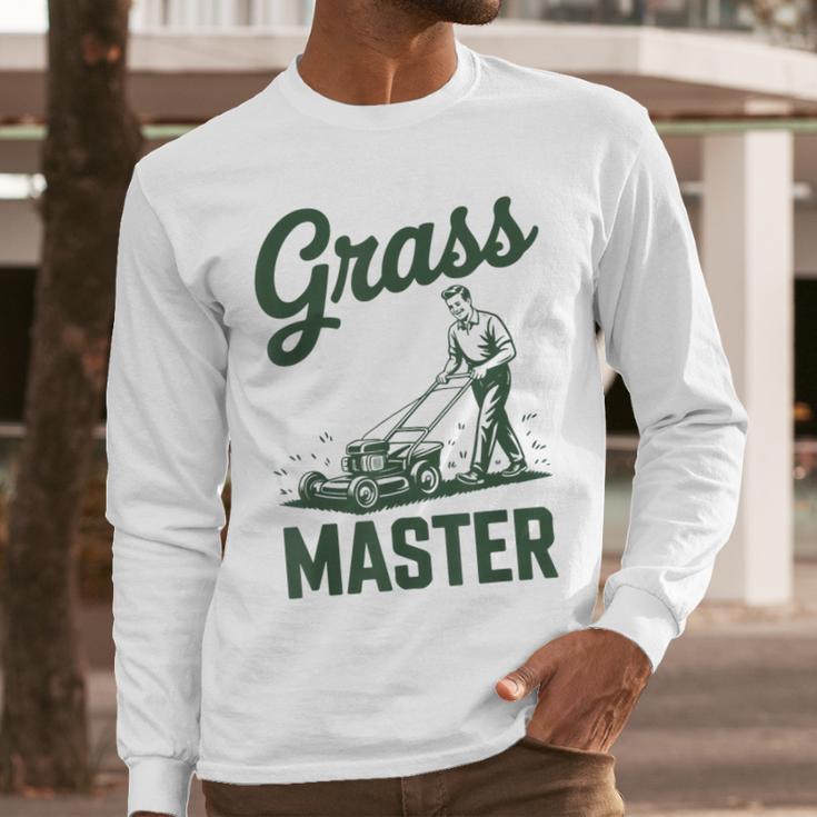 Push Lawn Mower Legend Grass Master Dad Mowing Men Long Sleeve T-Shirt