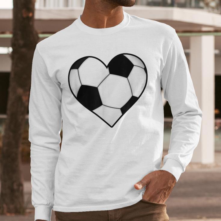 Soccer Ball Heart Idea For Mom Dad Kids T-Shirt Men Long Sleeve T-Shirt