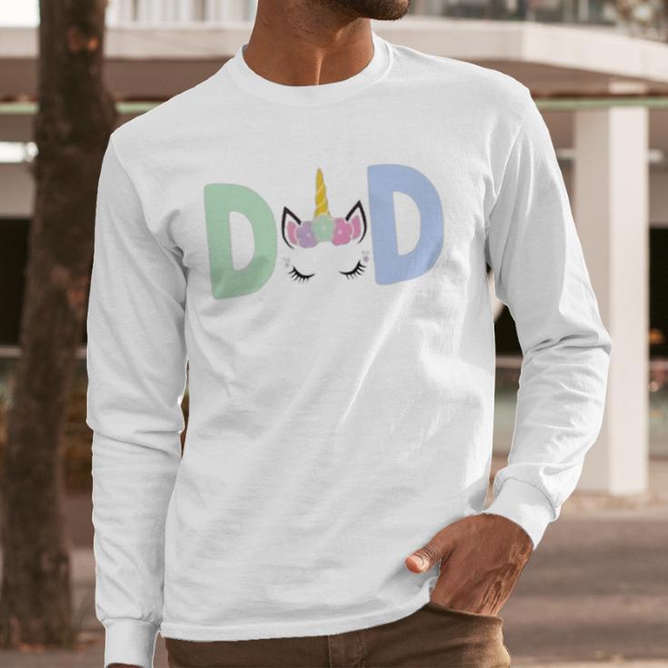 Unicorn Dad First Birthday Girl Family Matching Mama Party Men Long Sleeve T-Shirt