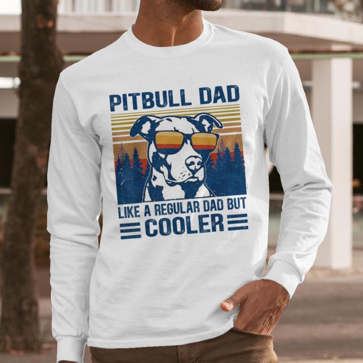 Vintage Pitbull Dad Like A Regular Dad But Cooler Men Long Sleeve T-Shirt