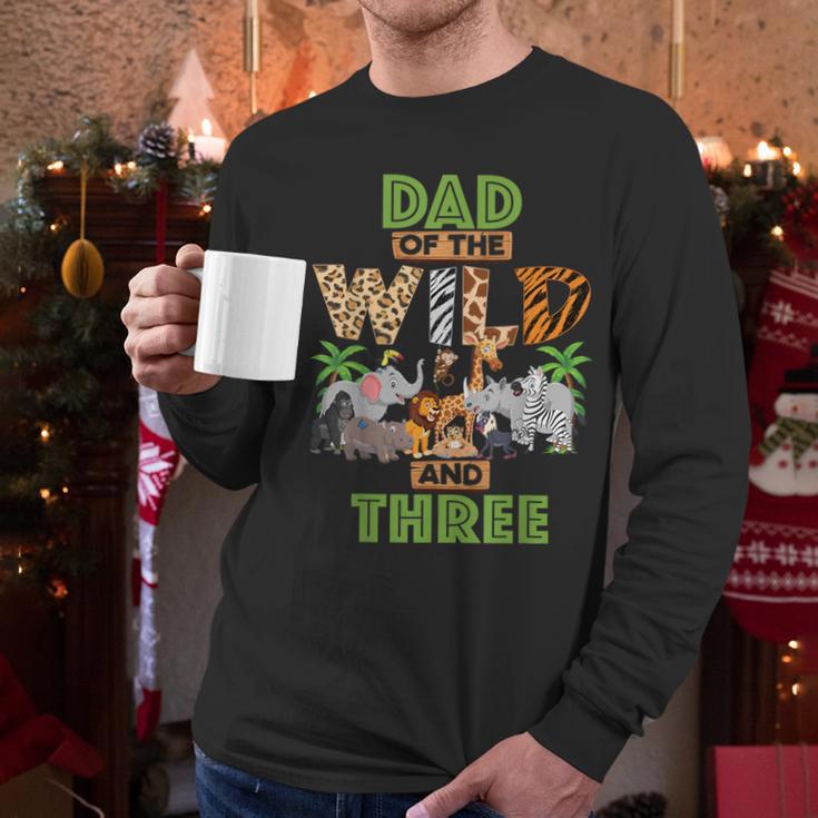 3rd Birthday Zoo Safari Jungle Dad Of The Wild And Three Men Long Sleeve T-Shirt