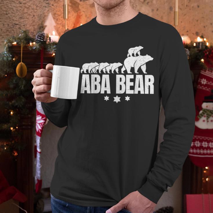 Aba Bear For Jewish Dad With Four Kids On Father's Day Men Long Sleeve T-Shirt Aba Bear For Jewish Dad With Four Kids On Father's Day Men Long Sleeve T-Shirt