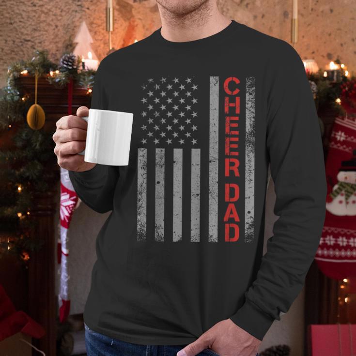 American Flag Cheer Dad Vintage Patriotic Father Cheerleader Men Long Sleeve T-Shirt