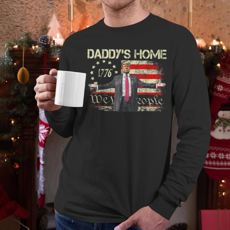 American Flag Trump 2024 Daddy's Home We The People Men Long Sleeve T-Shirt