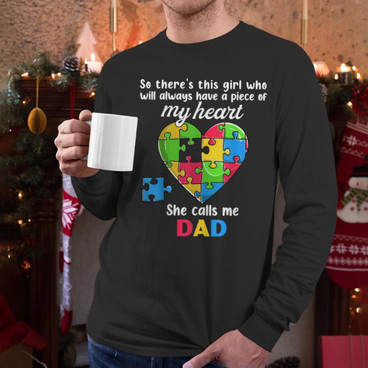 Autism Dad Of Autism Daughter Daddy Shirts Autistic Support Men Long Sleeve T-Shirt