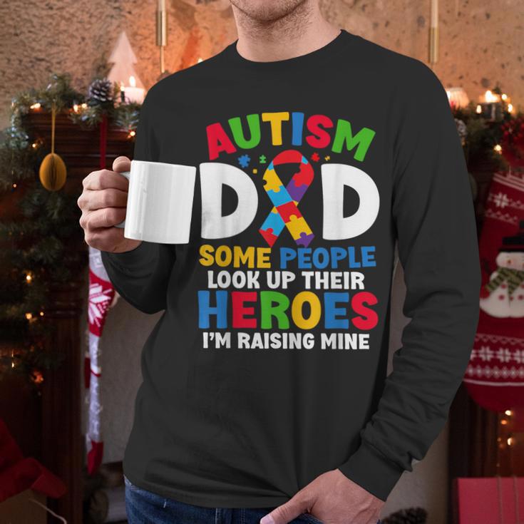 Autism Dad Puzzle Ribbon Proud Son Hero Autism Awareness Men Long Sleeve T-Shirt