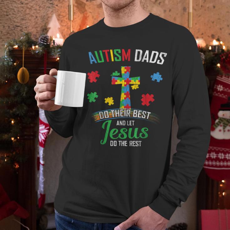 Autism Dad Son Father Autistic Kid Awareness Jesus Christian Men Long Sleeve T-Shirt