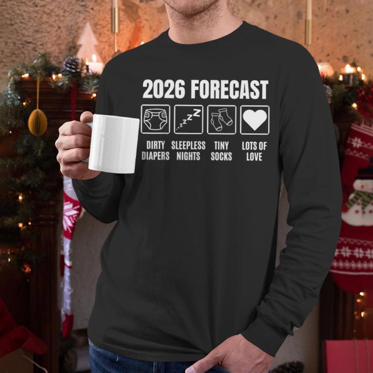 Baby Coming Soon 2026 Forecast Baby Shower New Dad Mom Men Long Sleeve T-Shirt