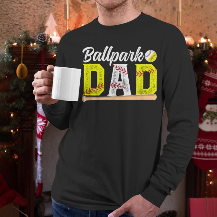 Ballpark Dad Baseball Softball Dad Of Ballers Men Long Sleeve T-Shirt