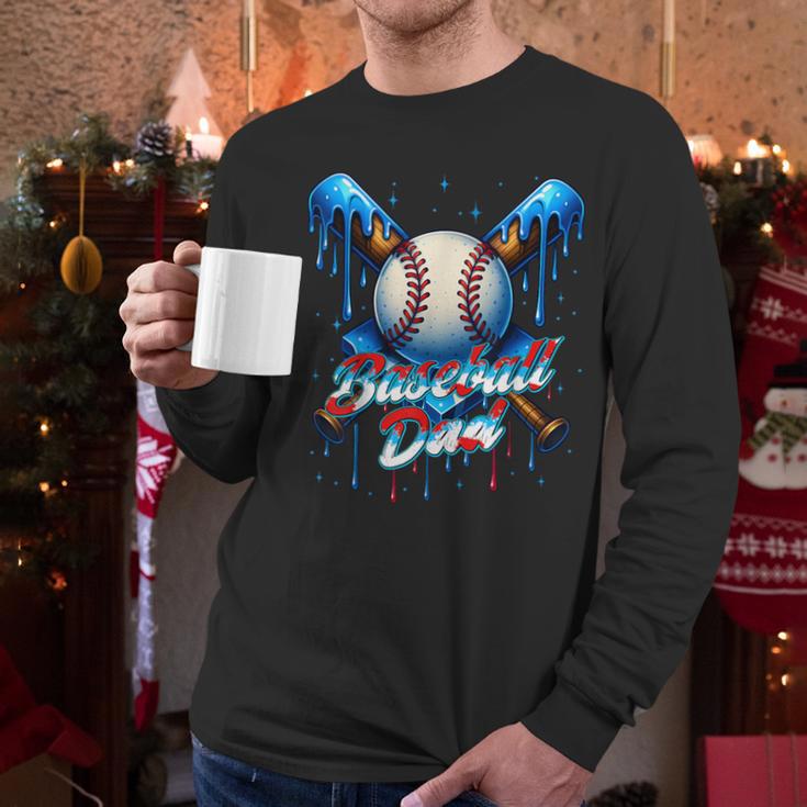 Baseball Drip Dad Father Day Birthday Group Matching Family Men Long Sleeve T-Shirt