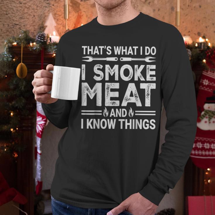 BBQ Grilling Dad Smoking Meat Barbecue Pun Pit Master Father Men Long Sleeve T-Shirt