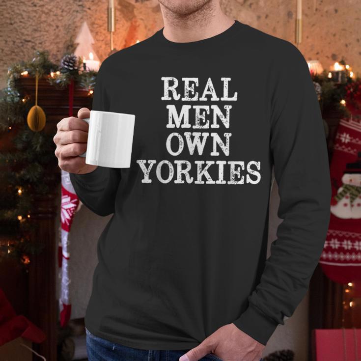 BDAZ Yorkie Dad Real Men Own Yorkies Terriers Dog Husband Small Men Long Sleeve T-Shirt