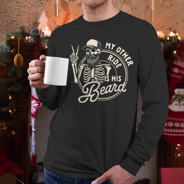 Bearded Dad Daddy Father’s Day My Other Ride Is His Beard Men Long Sleeve T-Shirt
