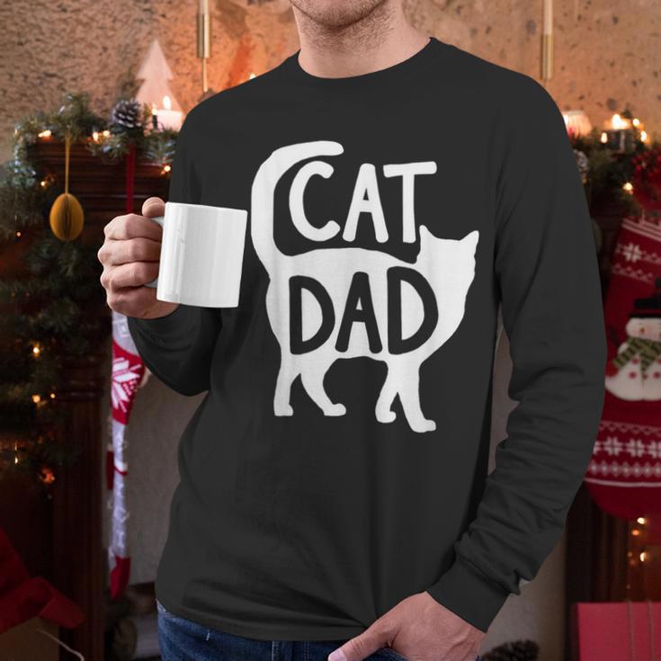 Best Cat Dad Fathers Day Men Kitty Daddy Papa Christmas Meow Men Long Sleeve T-Shirt