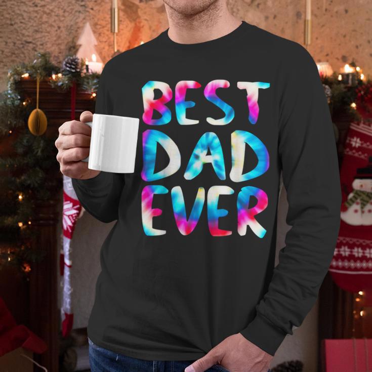 Best Dad Ever Colorful Tie Dye Fathers Day Men Long Sleeve T-Shirt