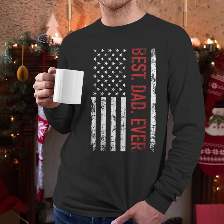 Best Dad Ever US American Flag Gift For Father's Day Short Sleeve Men Long Sleeve T-Shirt
