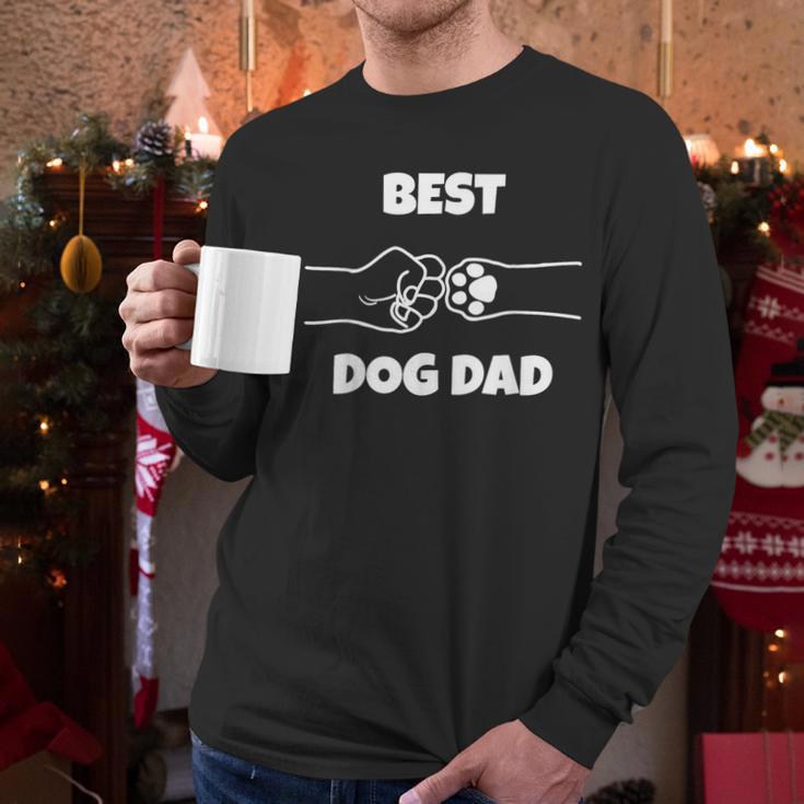 Best Dog Dad Fathers Day Best Dad Fist Bump Dog's Paw Men Long Sleeve T-Shirt