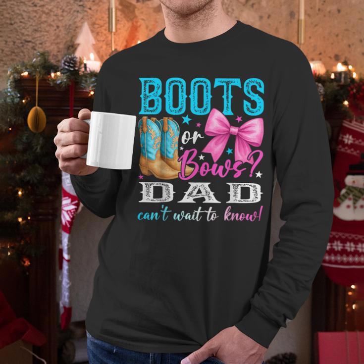 Boots Or Bows Dad Loves You Gender Reveal Party Men Long Sleeve T-Shirt