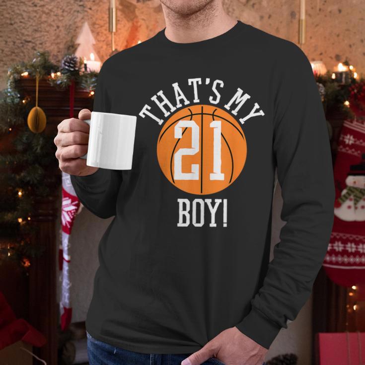 My Boy 21 Basketball Number 21 Jersey Basketball Mom Dad Men Long Sleeve T-Shirt