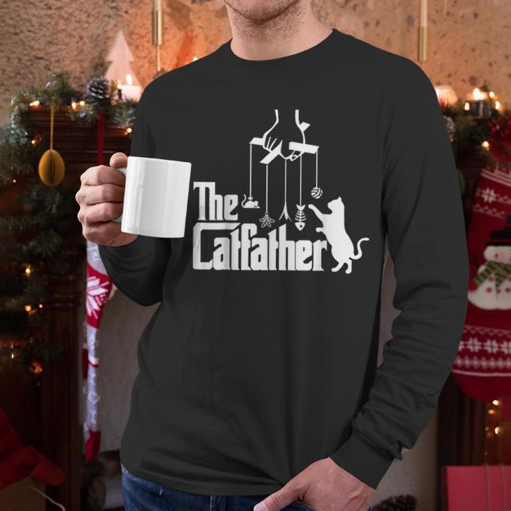 Cat Dad Life The Catfather Fathers Day Vintage Men Long Sleeve T-Shirt
