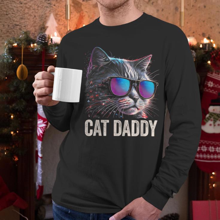 Cat Daddy Shirt Cat Sunglasses Cool Cat Dad Men Father Men Long Sleeve T-Shirt