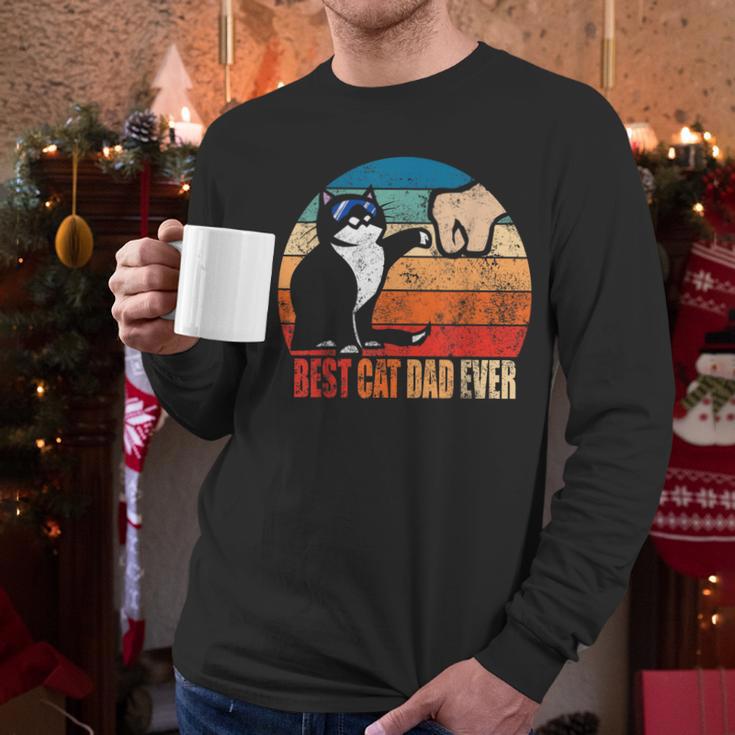 Cat Loving Daddy Fathers Day Mens None Best Cat Dad Ever Paw Fist Bump Fathers Day TeeShirt Small US Men Long Sleeve T-Shirt