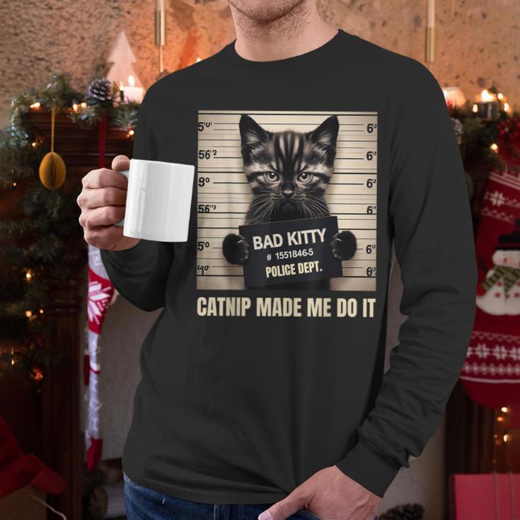 Catnip Made Me Do It Mugshot For Cat Lover Cat Mom Cat Dad Men Long Sleeve T-Shirt