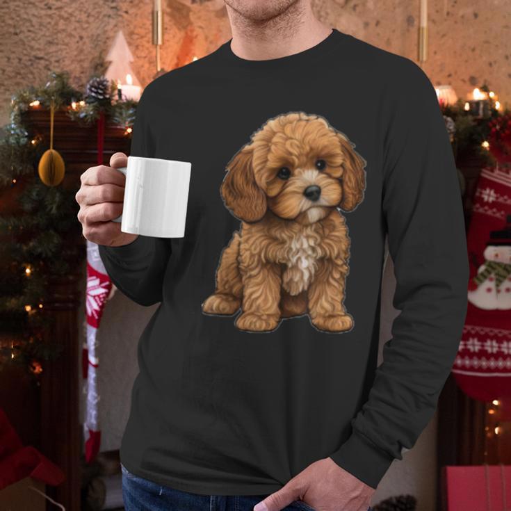Cavapoo Breed Pet Lover Art Dog For Mom Dad Kids Men Long Sleeve T-Shirt