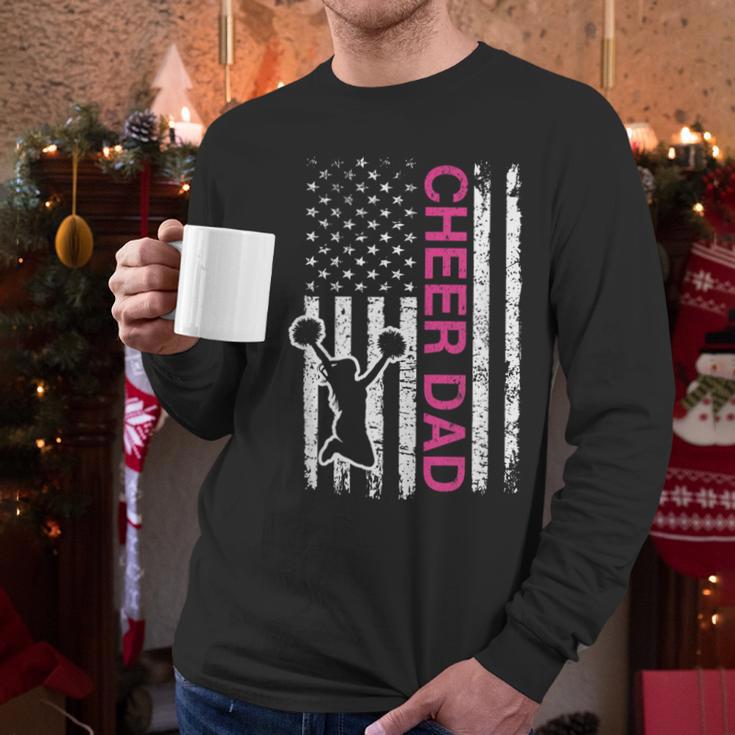 Cheer Dad Flag Pink Cheerleading Men Long Sleeve T-Shirt