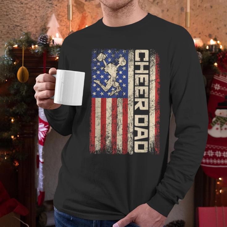Cheerleader Dad Cheer Dad American US Flag Father Team Men Long Sleeve T-Shirt