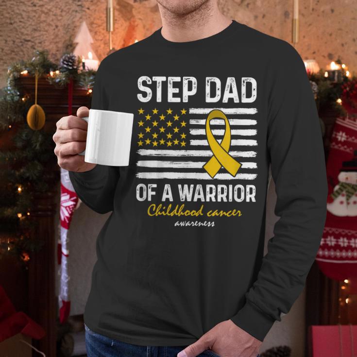 Childhood Cancer Survivor Support Step Dad Of A Warrior Men Long Sleeve T-Shirt