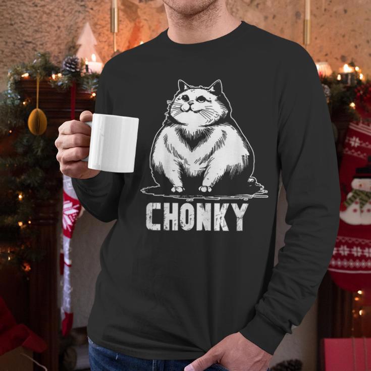 Chonk Fat And Hairy Cat Cats Kittens Dad Graphic Mom Funny Men Long Sleeve T-Shirt Chonk Fat And Hairy Cat Cats Kittens Dad Graphic Mom Funny Men Long Sleeve T-Shirt