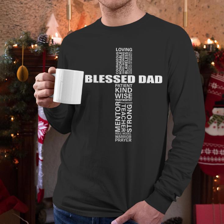 Christian Blessed Dad Cross Father's Day Best Dad Men Long Sleeve T-Shirt