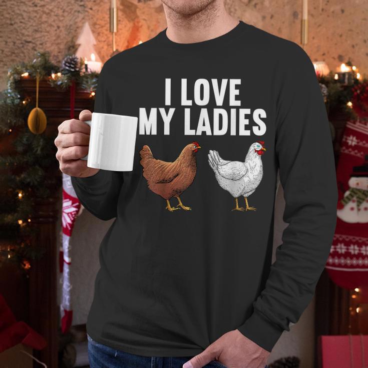 Cool Chicken Art For Men Women Dad Rooster Chicken Farmer Men Long Sleeve T-Shirt
