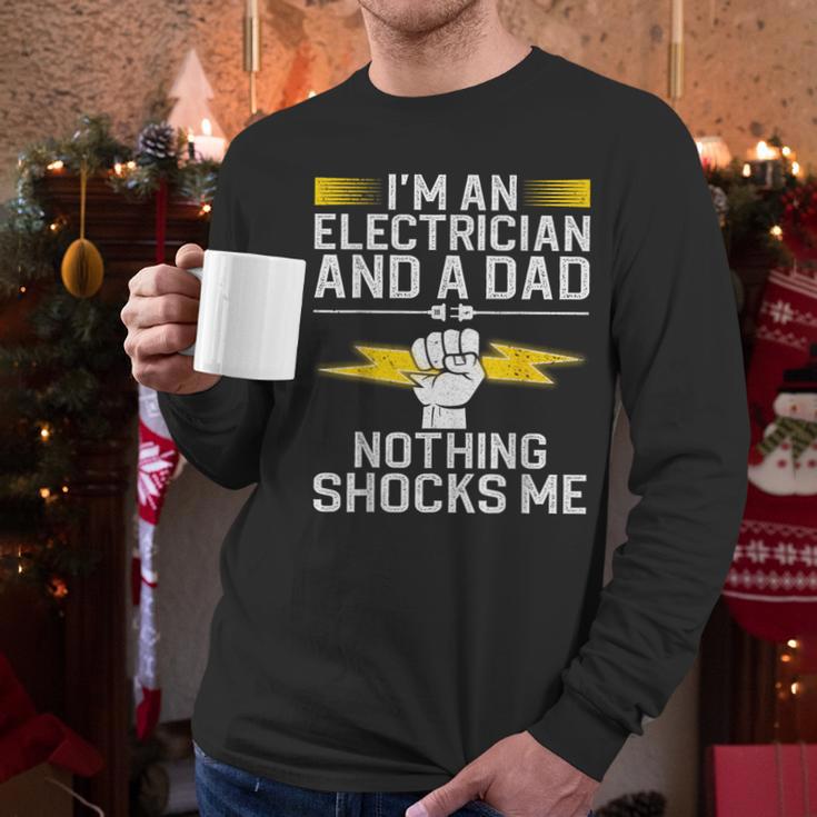 Cool Electrician For Men Dad Professional Electrician Men Long Sleeve T-Shirt