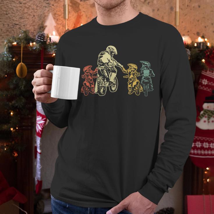 Cool Motocross Dirt Bike Biker Dad & Sons Father's Day Men Long Sleeve T-Shirt