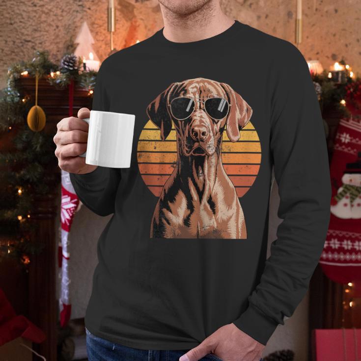 Cool Retro Vizsla Dog Mom Dad Vintage Pet Lovers Men Long Sleeve T-Shirt