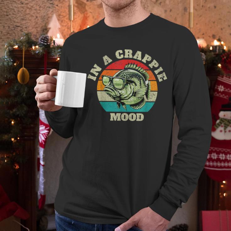 In A Crappie Mood Retro Fishing Sarcastic Dad Men Long Sleeve T-Shirt