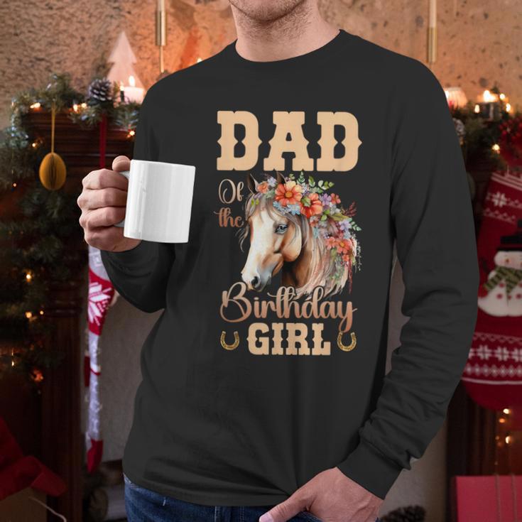 Cute Dad Of The Birthday Girl Horse Family Party Men Long Sleeve T-Shirt