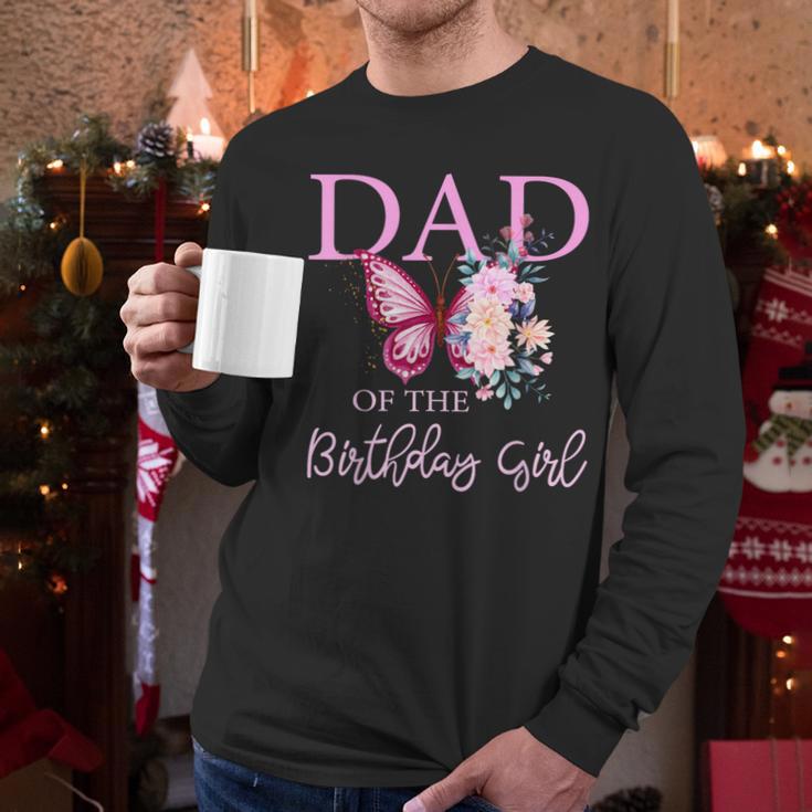 Dad 1st First Birthday Matching Family Butterfly Floral Men Long Sleeve T-Shirt
