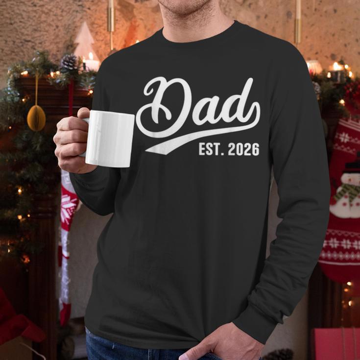 Dad 2026 Father Since 2026 Retro Dad Est 2026 Men Long Sleeve T-Shirt