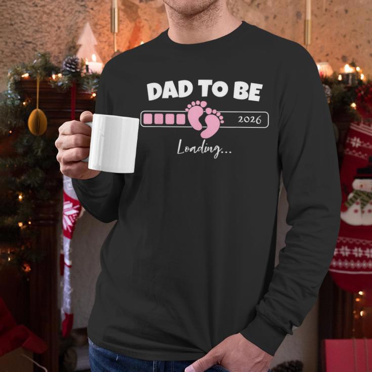 Dad To Be 2026 Loading Pink Little Girl Pregnancy Reveal Men Long Sleeve T-Shirt