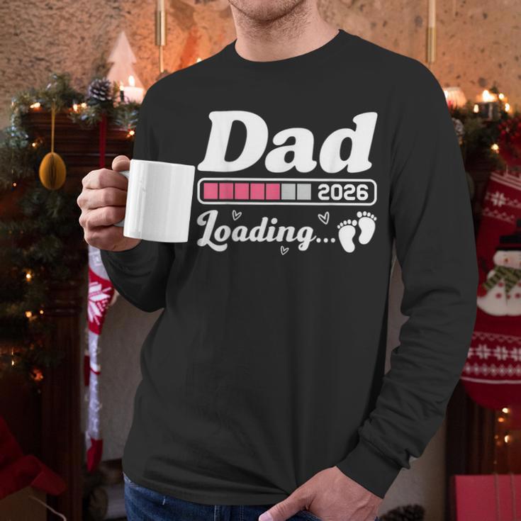 Dad To Be 2026 Loading Pink Pregnancy Reveal New Dad Daddy Men Long Sleeve T-Shirt
